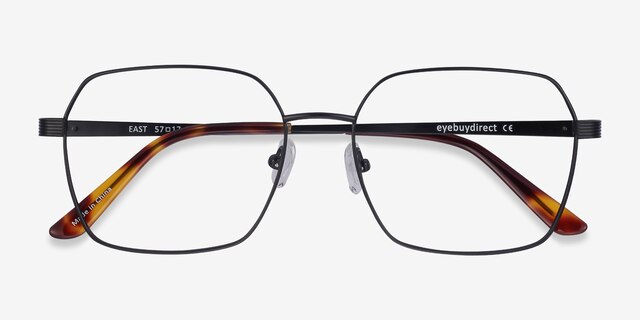 East Black TitaniumEyeglass Frames from EyeBuyDirect, Closed View