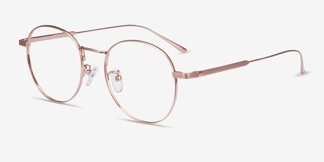 Geometry Rose Gold TitaniumEyeglass Frames from EyeBuyDirect, Angle View