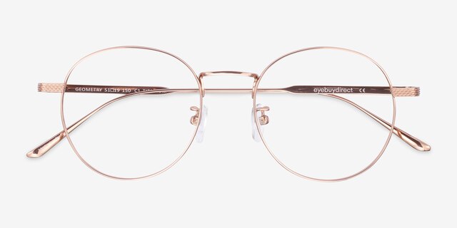 Geometry Rose Gold TitaniumEyeglass Frames from EyeBuyDirect, Closed View