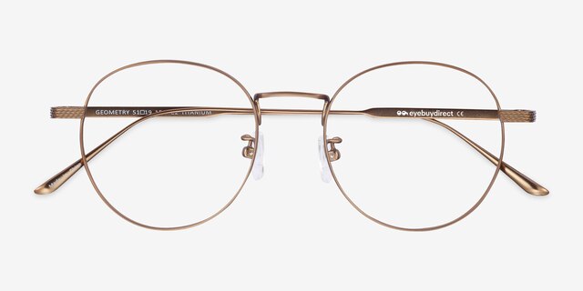 Geometry Bronze TitaniumEyeglass Frames from EyeBuyDirect, Closed View