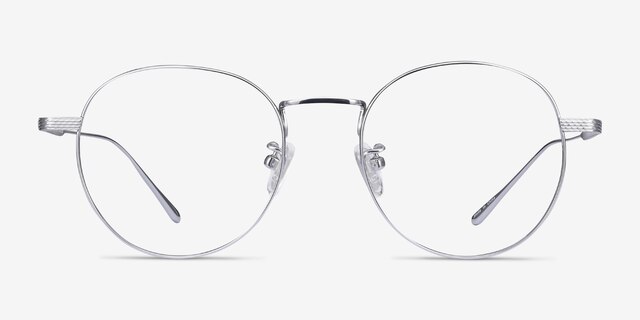 Geometry Silver TitaniumEyeglass Frames from EyeBuyDirect, Front View