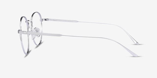 Geometry Silver TitaniumEyeglass Frames from EyeBuyDirect, Side View