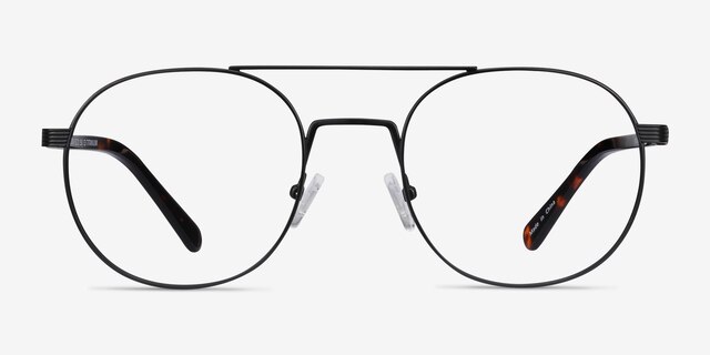 Gordon Noir AcétateMontures de lunettes de vue d'EyeBuyDirect, Vue de Face