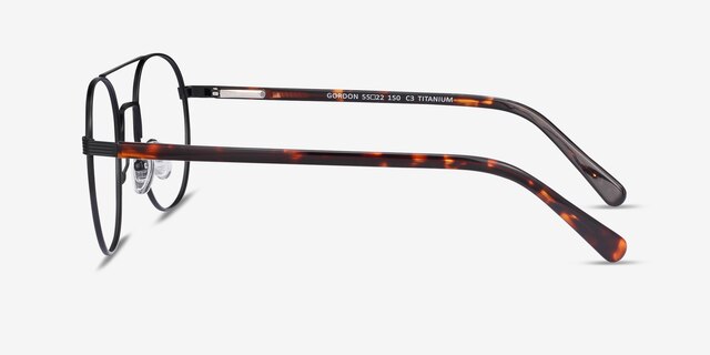 Gordon Noir AcétateMontures de lunettes de vue d'EyeBuyDirect, Vue de Côté
