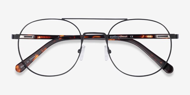 Gordon Noir AcétateMontures de lunettes de vue d'EyeBuyDirect, Vue Rapprochée