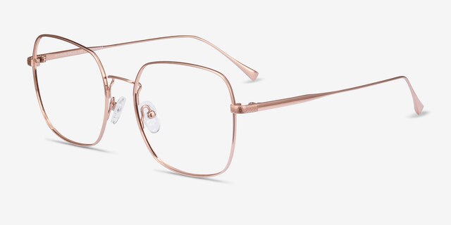 Meteor Rose Gold TitaniumEyeglass Frames from EyeBuyDirect, Angle View