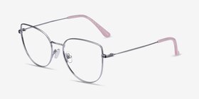 Imani Argenté Titanium Montures de lunettes de vue d'EyeBuyDirect, Vue d'Angle