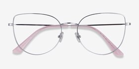 Imani Argenté Titanium Montures de lunettes de vue d'EyeBuyDirect, Vue Rapprochée