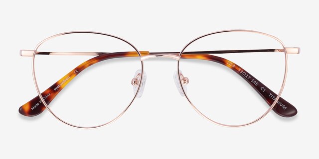 Lila Rose Gold TitaniumEyeglass Frames from EyeBuyDirect, Closed View