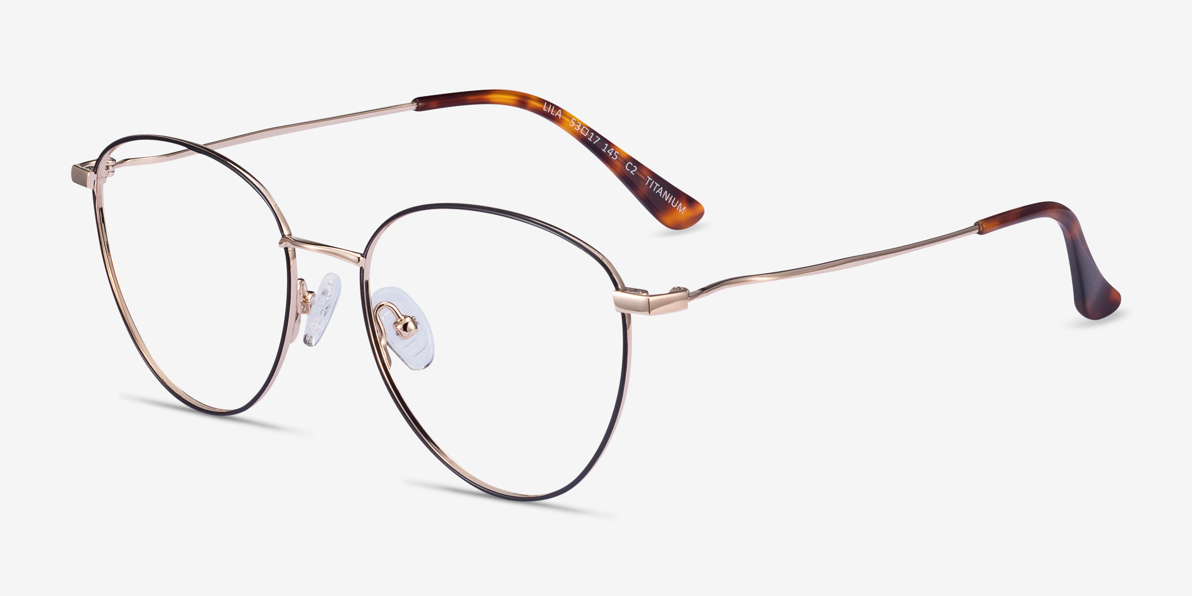 Lila Oval Black & Gold Glasses for Women | Eyebuydirect