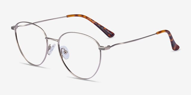 Lila Silver TitaniumEyeglass Frames from EyeBuyDirect, Angle View
