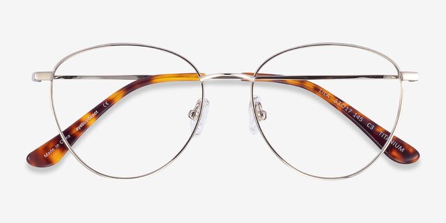 Lila Silver TitaniumEyeglass Frames from EyeBuyDirect, Closed View