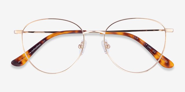 Lila Gold TitaniumEyeglass Frames from EyeBuyDirect, Closed View