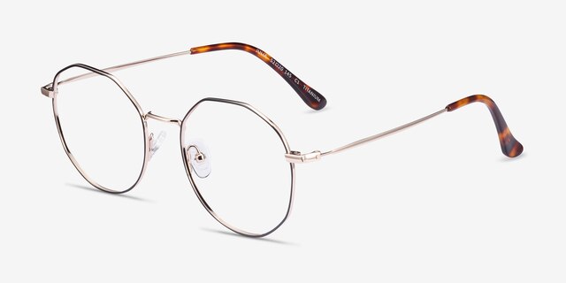 Julia Black & Gold TitaniumEyeglass Frames from EyeBuyDirect, Angle View