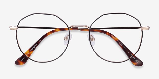 Julia Black & Gold TitaniumEyeglass Frames from EyeBuyDirect, Closed View