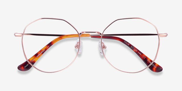 Julia Or rose TitaniumMontures de lunettes de vue d'EyeBuyDirect, Vue Rapprochée