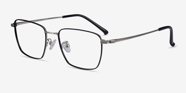 Lorem Black Silver TitaniumEyeglass Frames from EyeBuyDirect, Angle View