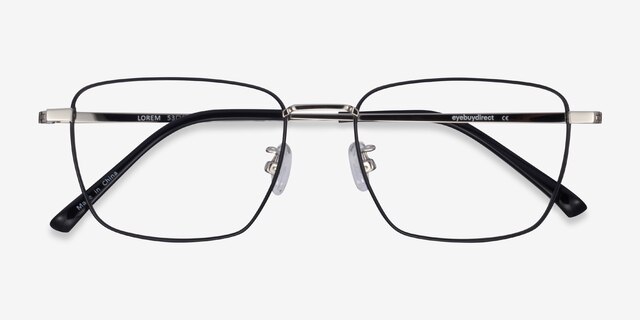 Lorem Black Silver TitaniumEyeglass Frames from EyeBuyDirect, Closed View