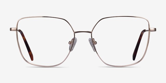 Bessie Gold TitaniumEyeglass Frames from EyeBuyDirect, Front View