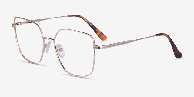 Bessie Gold TitaniumEyeglass Frames from EyeBuyDirect, Angle View