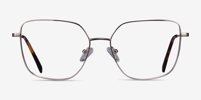 Bessie Silver Titanium Eyeglass Frames from EyeBuyDirect