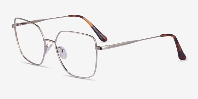 Bessie Silver TitaniumEyeglass Frames from EyeBuyDirect, Angle View