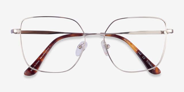 Bessie Silver TitaniumEyeglass Frames from EyeBuyDirect, Closed View