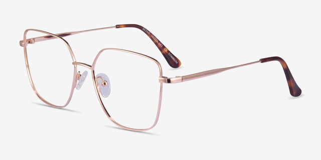 Bessie Rose Gold TitaniumEyeglass Frames from EyeBuyDirect, Angle View