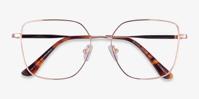 Bessie Rose Gold TitaniumEyeglass Frames from EyeBuyDirect, Closed View