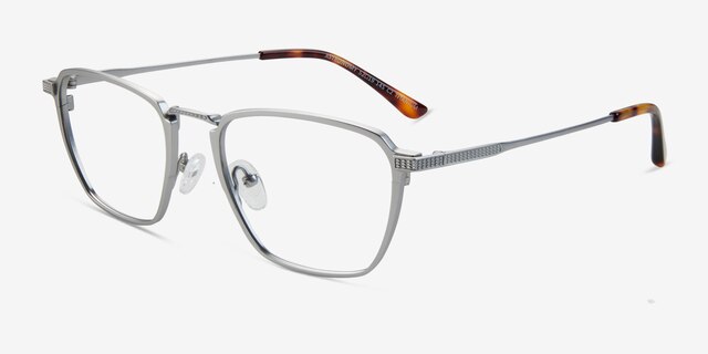 Astronomy Matte Silver TitaniumEyeglass Frames from EyeBuyDirect, Angle View
