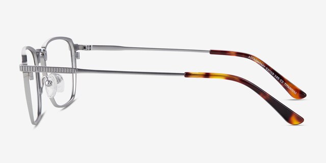 Astronomy Matte Silver TitaniumEyeglass Frames from EyeBuyDirect, Side View