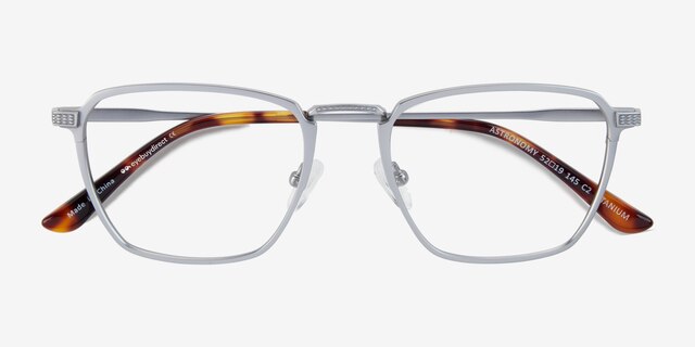 Astronomy Matte Silver TitaniumEyeglass Frames from EyeBuyDirect, Closed View