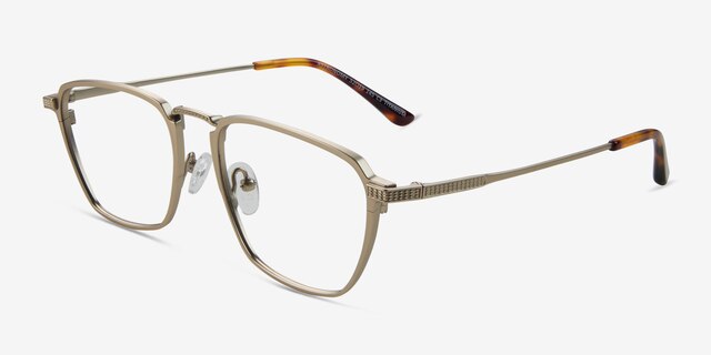 Astronomy Matte Gold TitaniumEyeglass Frames from EyeBuyDirect, Angle View