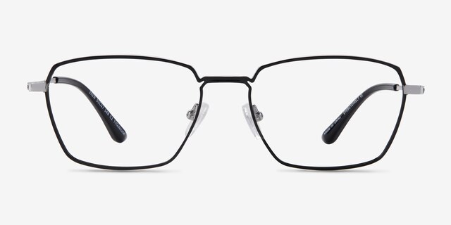 Eren Black Silver TitaniumEyeglass Frames from EyeBuyDirect, Front View