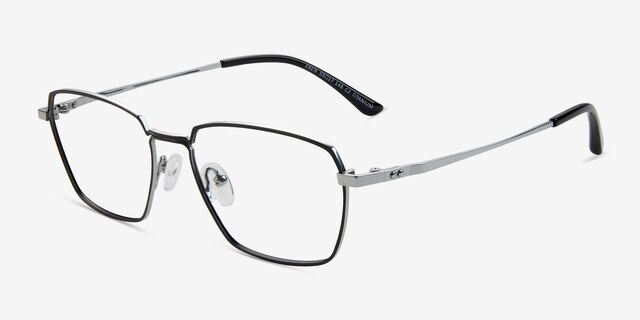 Eren Black Silver TitaniumEyeglass Frames from EyeBuyDirect, Angle View