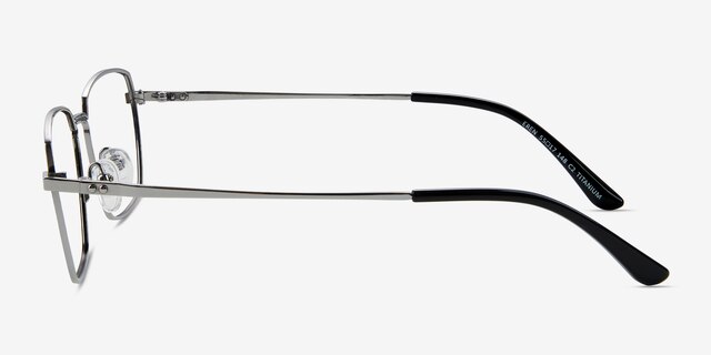 Eren Black Silver TitaniumEyeglass Frames from EyeBuyDirect, Side View