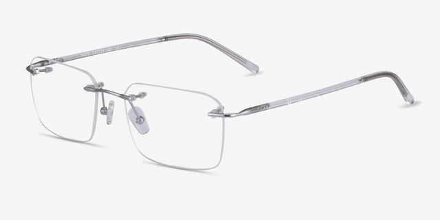 Nate Silver Clear TitaniumEyeglass Frames from EyeBuyDirect, Angle View