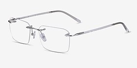 Nate Silver Clear Titanium Montures de lunettes de vue d'EyeBuyDirect, Vue d'Angle