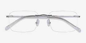 Nate Silver Clear Titanium Montures de lunettes de vue d'EyeBuyDirect, Vue Rapprochée