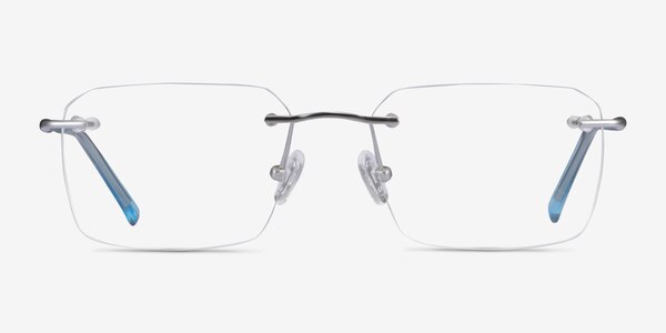 Nate Silver Clear Blue Titanium Eyeglass Frames