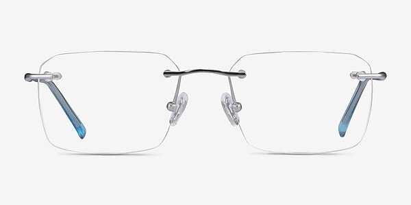 Nate Silver Clear Blue Titanium Eyeglass Frames