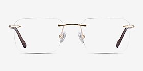Nate Gold Brown Titanium Montures de lunettes de vue d'EyeBuyDirect, Vue de Face