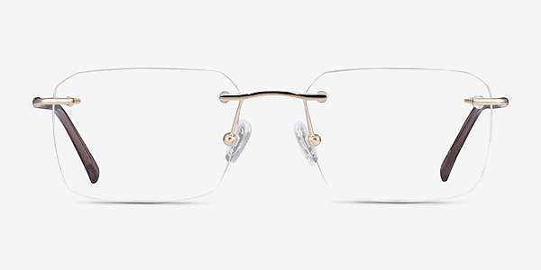 Nate Gold Brown Titanium Eyeglass Frames