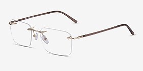 Nate Gold Brown Titanium Montures de lunettes de vue d'EyeBuyDirect, Vue d'Angle