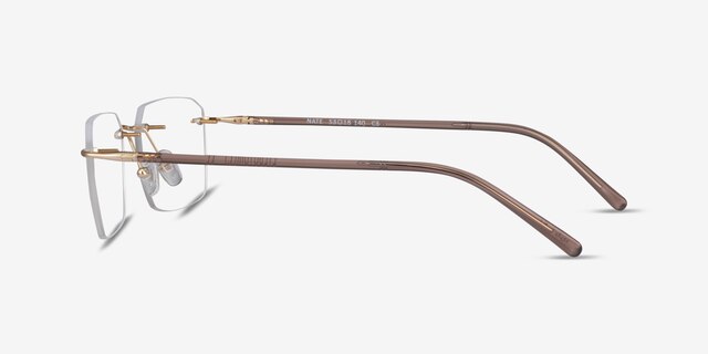 Nate Gold Brown TitaniumEyeglass Frames from EyeBuyDirect, Side View