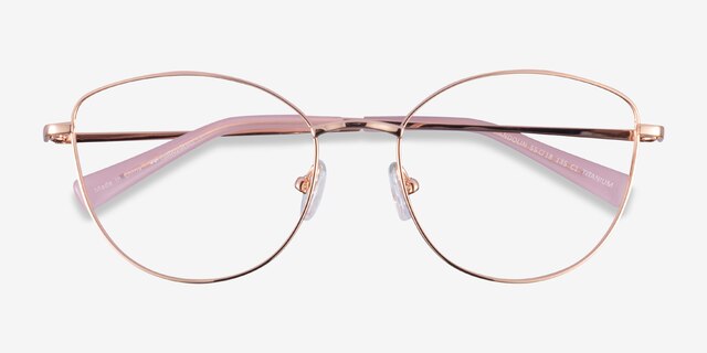 Mandolin Rose Gold TitaniumEyeglass Frames from EyeBuyDirect, Closed View