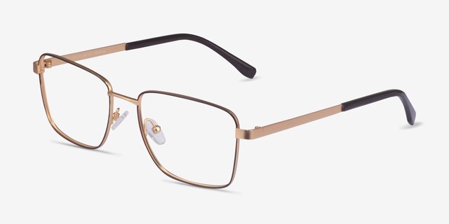 Bolton Gold Brown TitaniumEyeglass Frames from EyeBuyDirect, Angle View