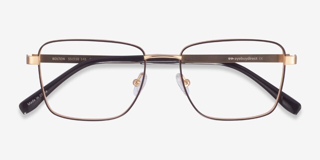 Bolton Gold Brown TitaniumEyeglass Frames from EyeBuyDirect, Closed View