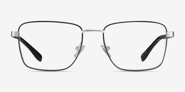 Bolton Silver Black TitaniumEyeglass Frames from EyeBuyDirect, Front View