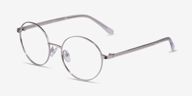 Sahel Silver TitaniumEyeglass Frames from EyeBuyDirect, Angle View